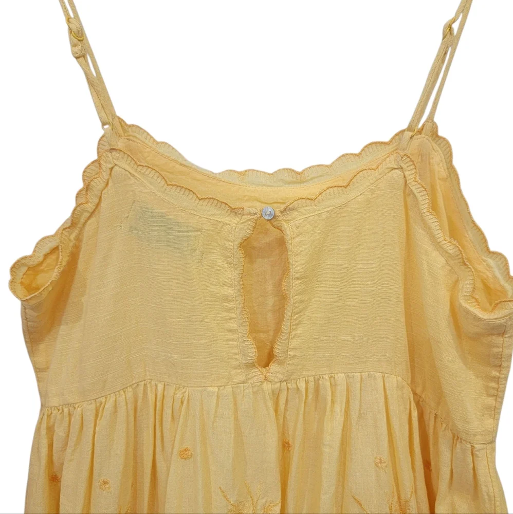 Urban Outfitters Hanna Embroidered Mini Dress Yellow Babydoll Sundress Women’s M - Picture 8 of 17